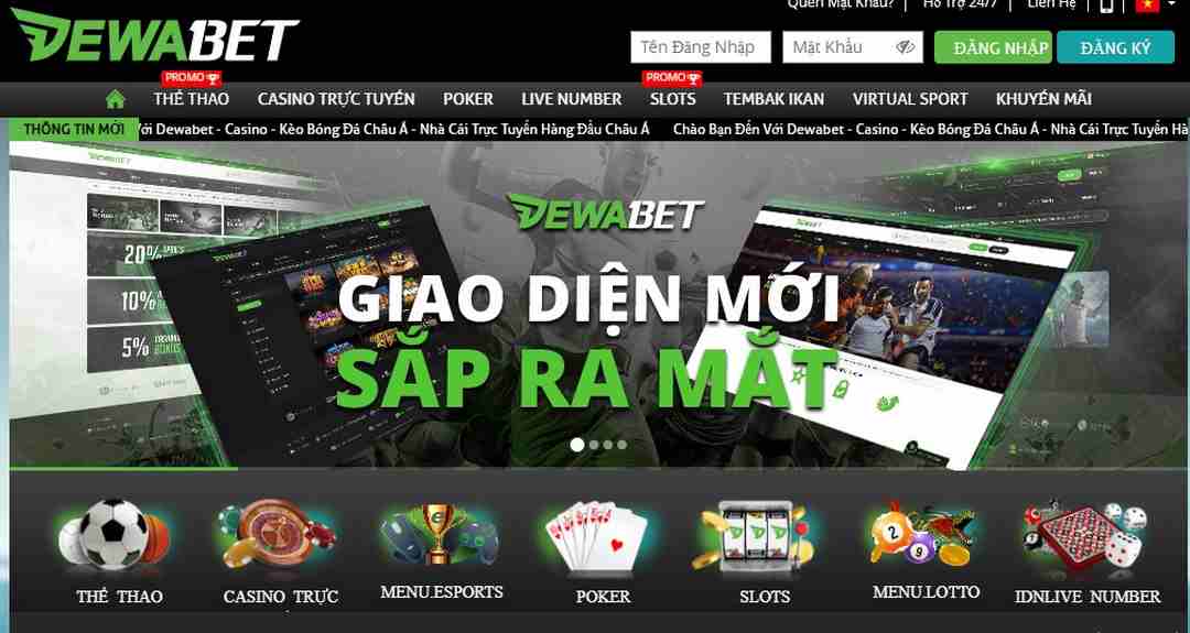 Giao diện trang web nhà cái Dewabet luôn được cập nhật mới